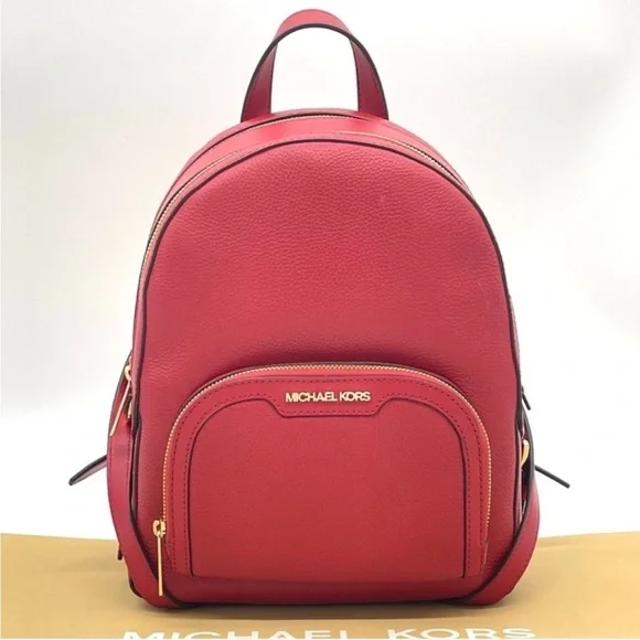 Michael Kors Medium Jaycee Backpack Red/Gold Michael Kors Jaycee MD Zip Pocket Backpack MK | Mercari main image 4